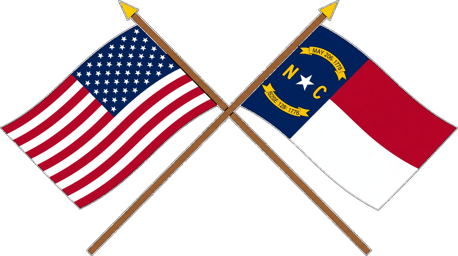 United States and North Carolina flags