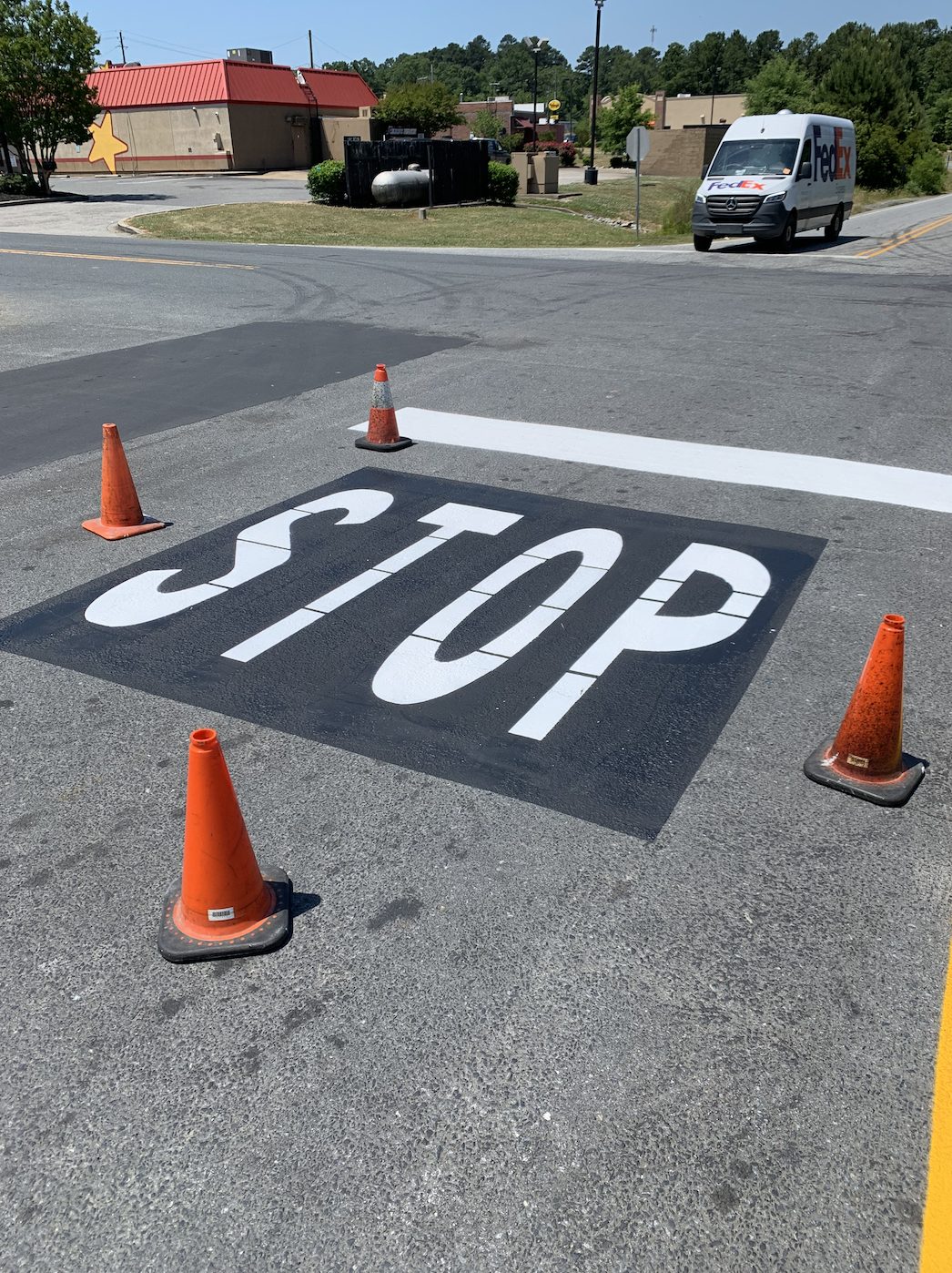 STOP stencil at Tractor Supply